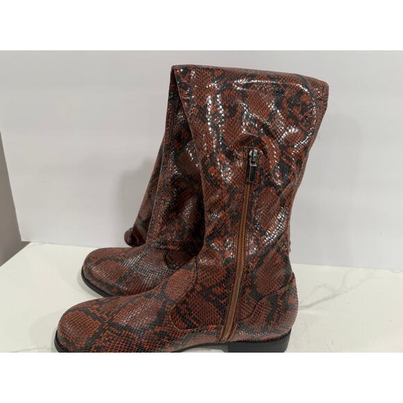 ShoeDazzle Reena Brown Snake Tall Boots Flat Knee High Faux Snakeprint Y2K 9.5 - Picture 5 of 11